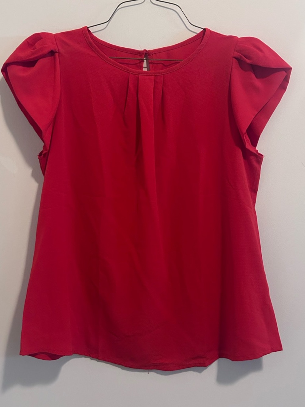 Women’s Red Flutter Sleeve Blouse